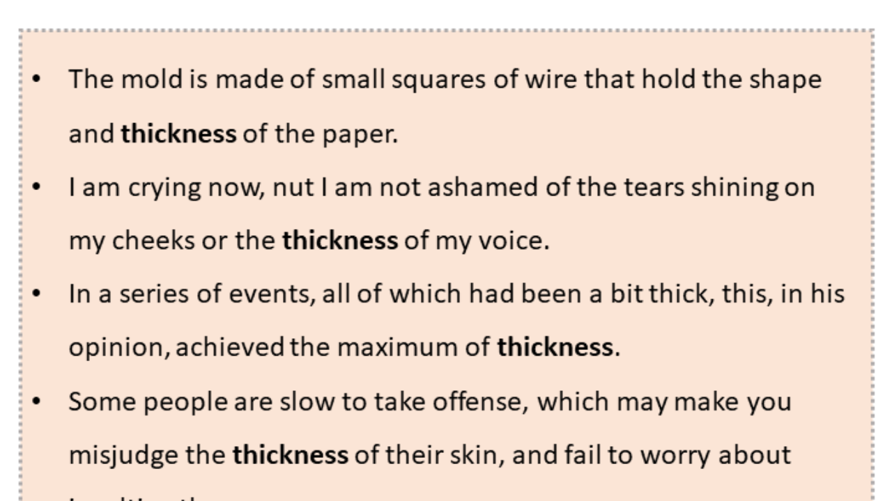 Sentences with Thickness, Thickness in a Sentence in English, Sentences For  Thickness - English Grammar Here