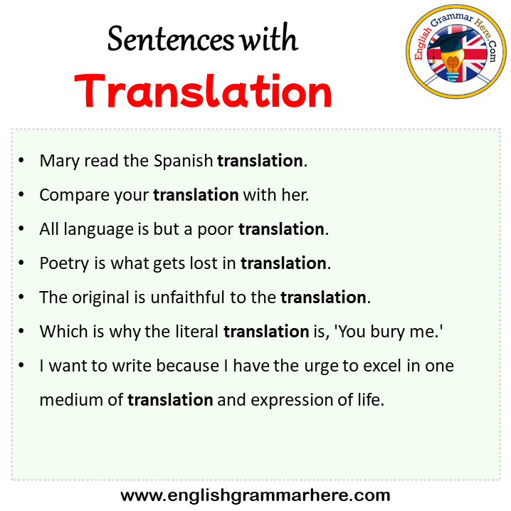 Sentences with Translation, Translation in a Sentence in English, Sentences For Translation