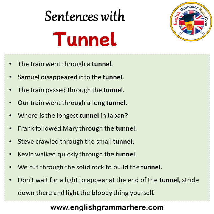 Sentences with Tunnel, Tunnel in a Sentence in English, Sentences For Tunnel