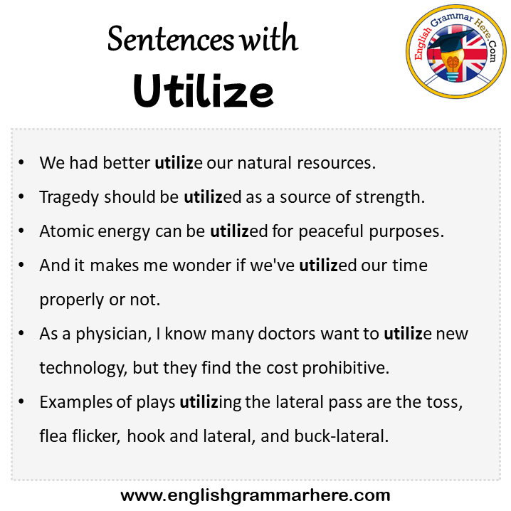 Sentences with Utilize, Utilize in a Sentence in English, Sentences For Utilize