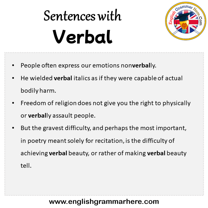 Sentences with Verbal, Verbal in a Sentence in English, Sentences For Verbal