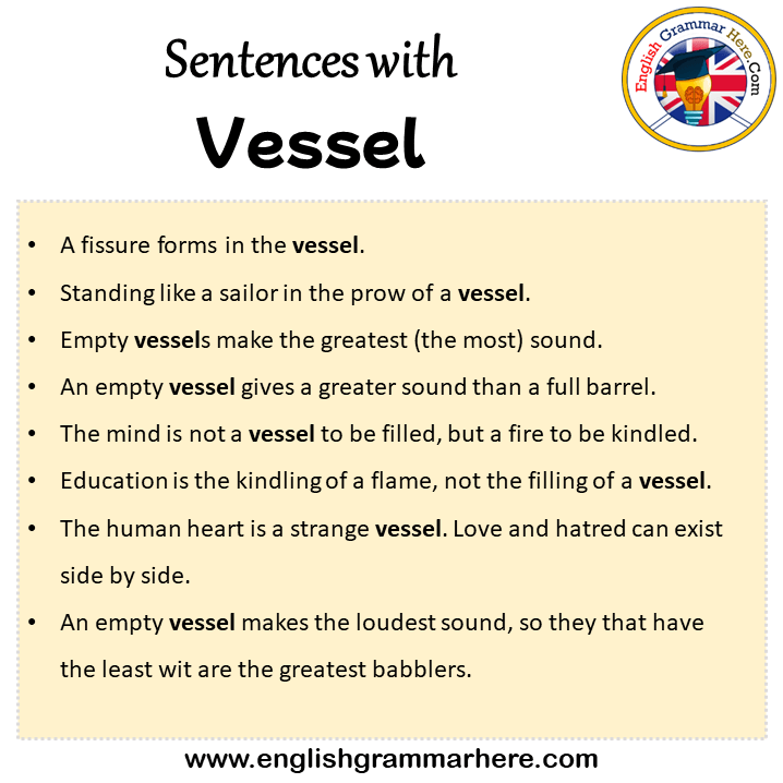 Sentences with Vessel, Vessel in a Sentence in English, Sentences For Vessel