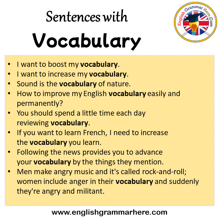 Sentences with Vocabulary, Vocabulary in a Sentence in English, Sentences For Vocabulary