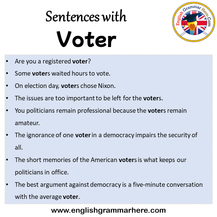 Sentences with Voter, Voter in a Sentence in English, Sentences For Voter