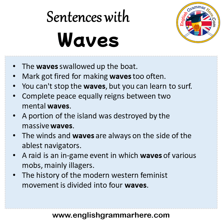 Sentences with Waves, Waves in a Sentence in English, Sentences For Waves