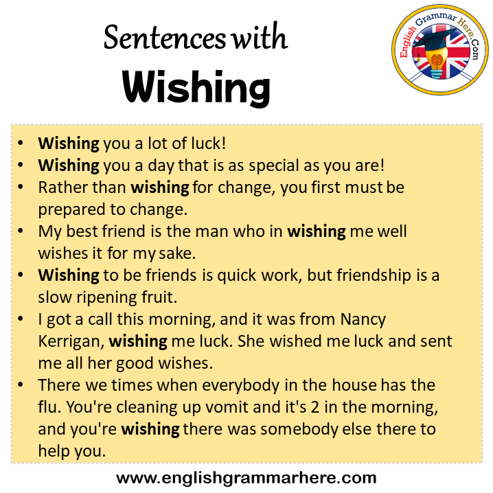 Sentences with Wishing, Wishing in a Sentence in English, Sentences For Wishing
