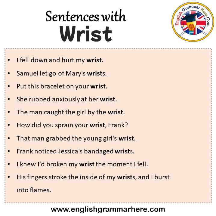 Sentences with Wrist, Wrist in a Sentence in English, Sentences For Wrist