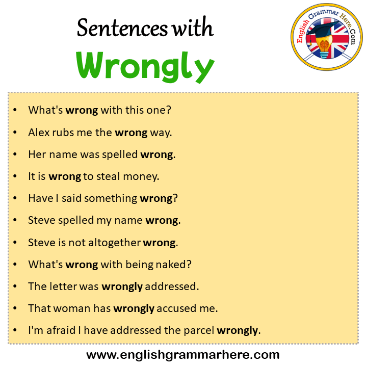 Sentences with Wrongly, Wrongly in a Sentence in English, Sentences For Wrongly