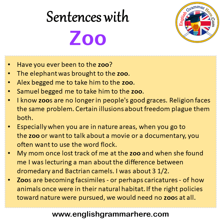 What is the sentence of zoo?