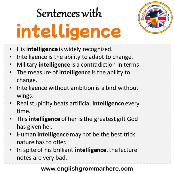 Sentences with intelligence, intelligence in a Sentence in English, Sentences For intelligence