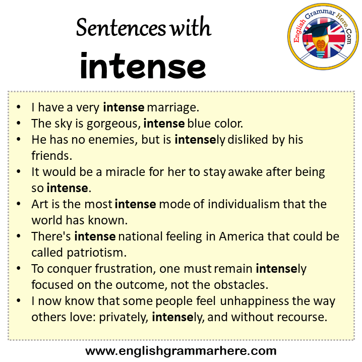 Sentences with intense, intense in a Sentence in English, Sentences For intense