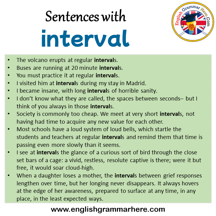 Sentences with interval, interval in a Sentence in English, Sentences For interval