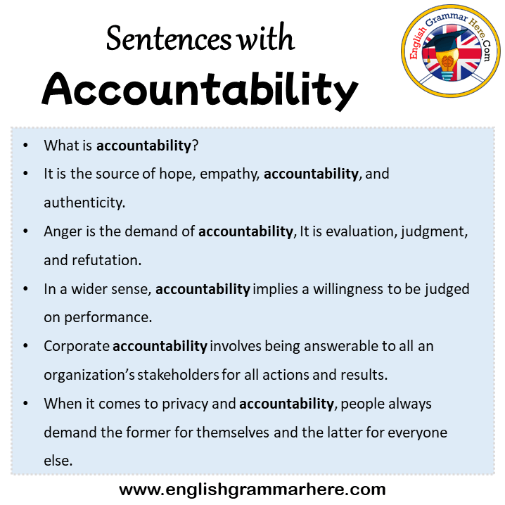 Sentences with Accountability, Accountability in a Sentence in English, Sentences For Accountability