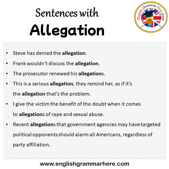Sentences with Allegation, Allegation in a Sentence in English, Sentences For Allegation