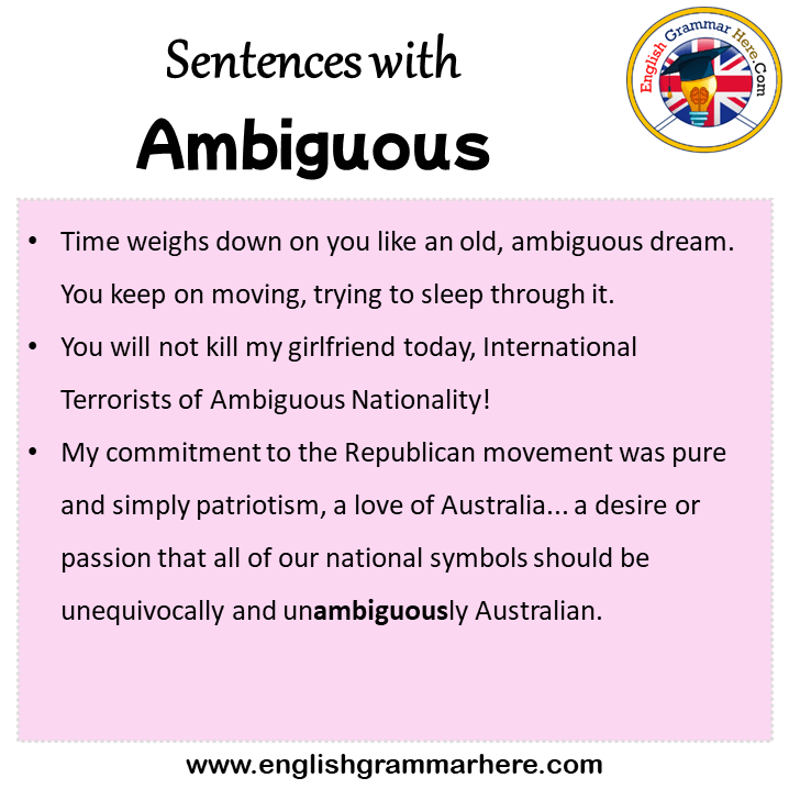 Sentences with Ambiguous, Ambiguous in a Sentence in English, Sentences For Ambiguous