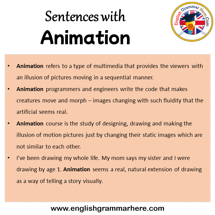 Sentences with Animation, Animation in a Sentence in English, Sentences For Animation