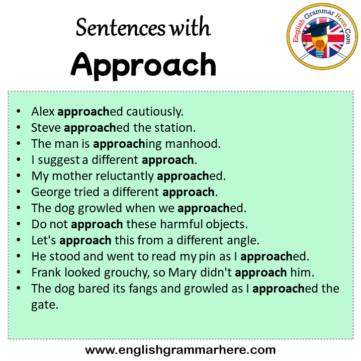 Sentences with Approach, Approach in a Sentence in English, Sentences For Approach