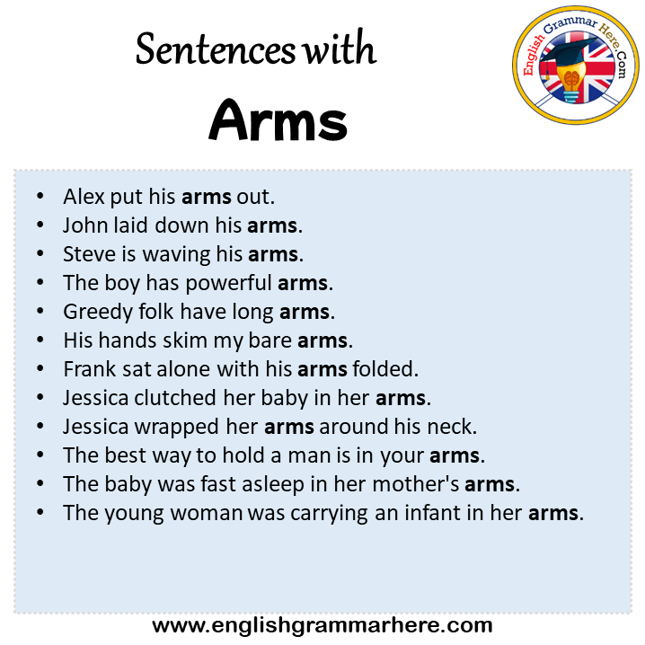 Sentences with Arms, Arms in a Sentence in English, Sentences For Arms