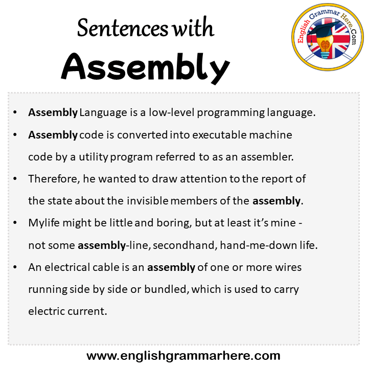 Sentences with Assembly, Assembly in a Sentence in English, Sentences For Assembly