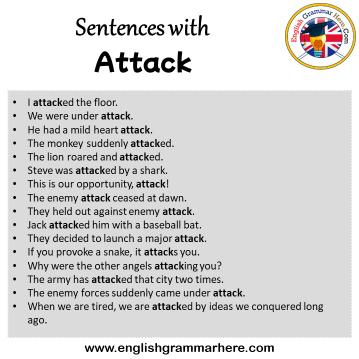 Sentences with Attack, Attack in a Sentence in English, Sentences For Attack