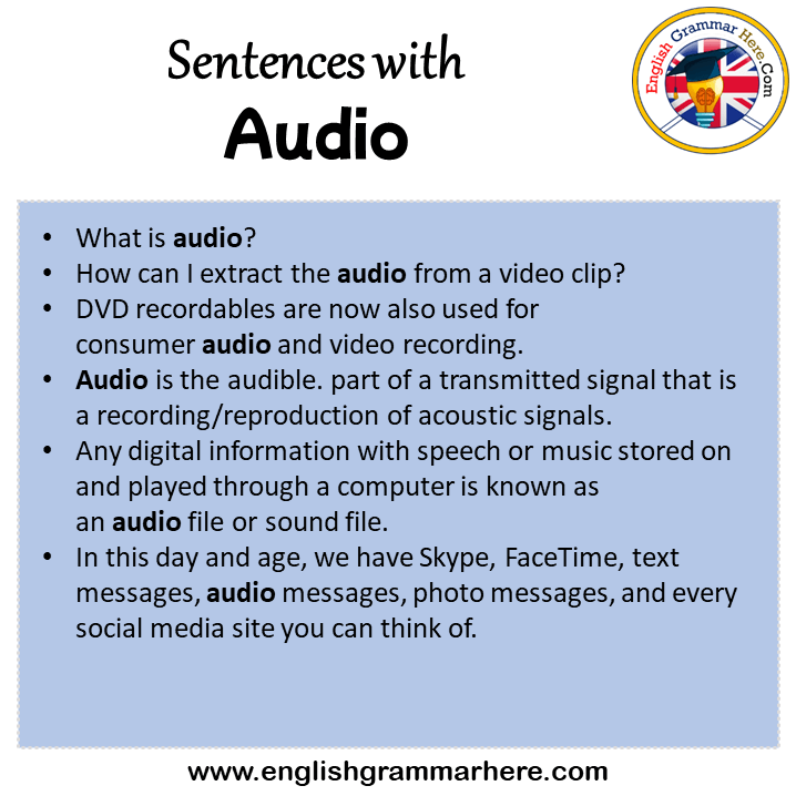 Sentences with Audio, Audio in a Sentence in English, Sentences For Audio