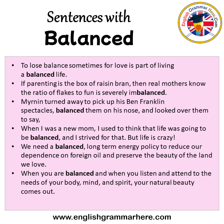 Sentences with Balanced, Balanced in a Sentence in English, Sentences For Balanced