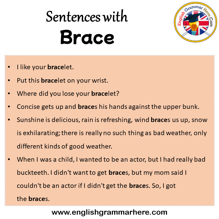 Sentences with Brace, Brace in a Sentence in English, Sentences For Brace