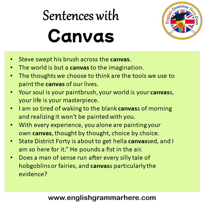 Sentences with Canvas, Canvas in a Sentence in English, Sentences For Canvas
