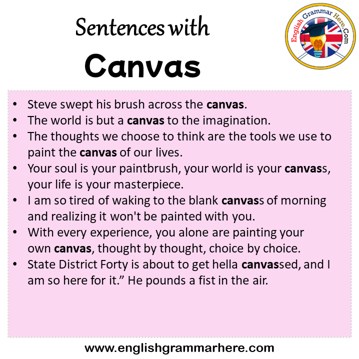 Sentences with Canvas, Canvas in a Sentence in English, Sentences For Canvas