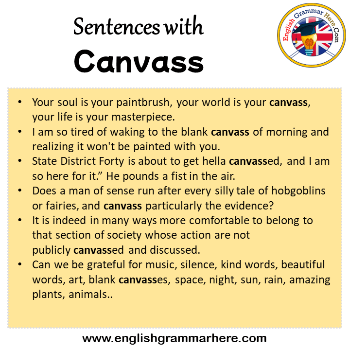 Sentences with Canvass, Canvass in a Sentence in English, Sentences For Canvass