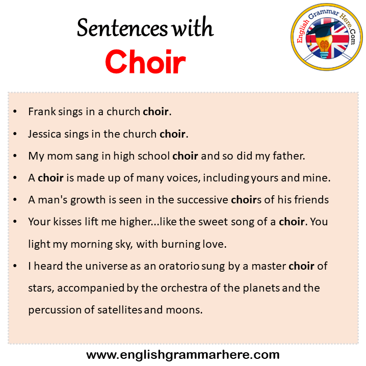 Sentences with Choir, Choir in a Sentence in English, Sentences For Choir