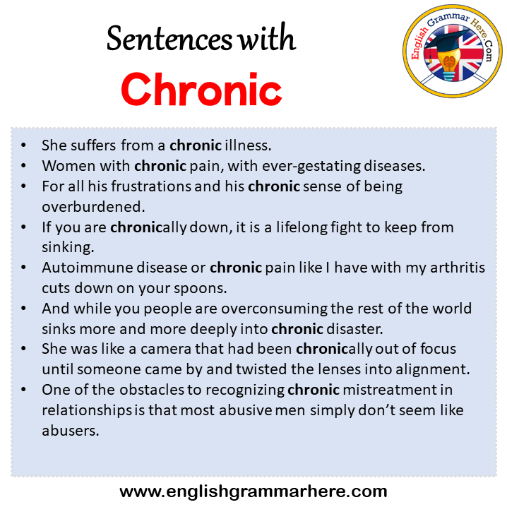 Sentences with Chronic, Chronic in a Sentence in English, Sentences For Chronic