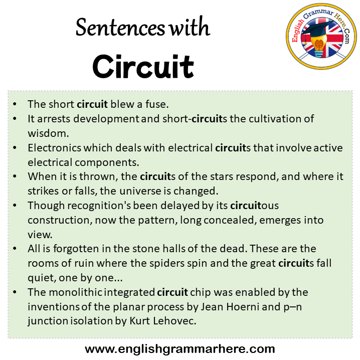 Sentences with Circuit, Circuit in a Sentence in English, Sentences For Circuit