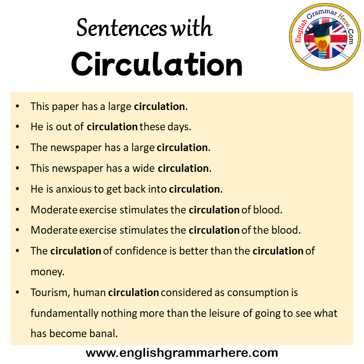 Sentences with Circulation, Circulation in a Sentence in English, Sentences For Circulation