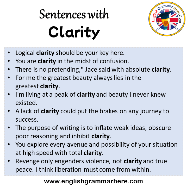 Sentences with Clarity, Clarity in a Sentence in English, Sentences For Clarity