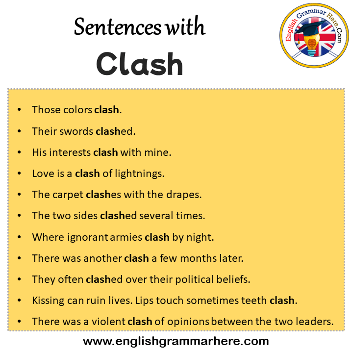Sentences with Clash, Clash in a Sentence in English, Sentences For Clash