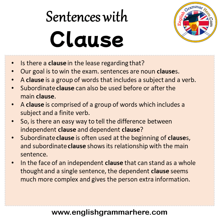 Sentences with Clause, Clause in a Sentence in English, Sentences For