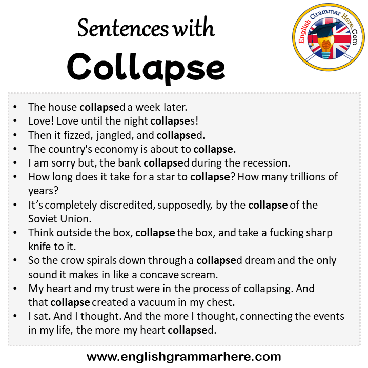 Sentences with Collapse, Collapse in a Sentence in English, Sentences For Collapse