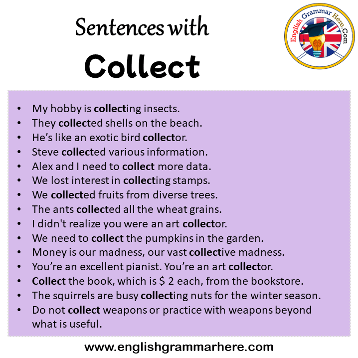 Sentences with Collect, Collect in a Sentence in English, Sentences For Collect