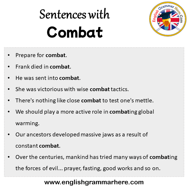 Sentences with Combat, Combat in a Sentence in English, Sentences For Combat