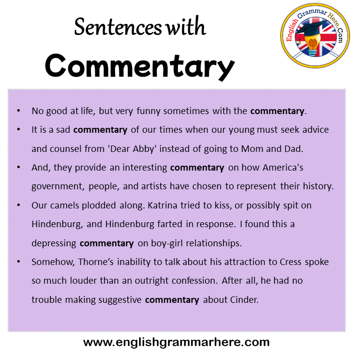 Sentences with Commentary, Commentary in a Sentence in English, Sentences For Commentary