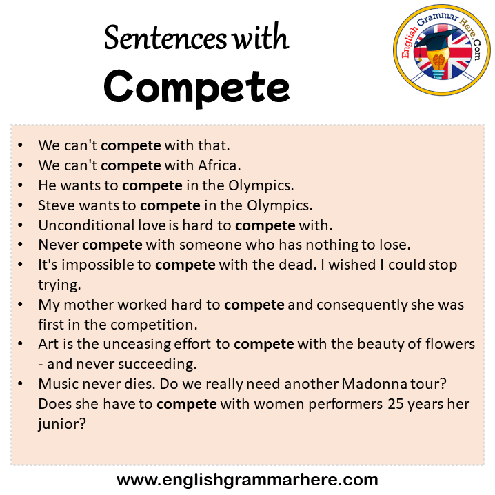 Sentences with Compete, Compete in a Sentence in English, Sentences For Compete