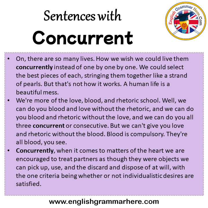 Sentences with Concurrent, Concurrent in a Sentence in English, Sentences For Concurrent