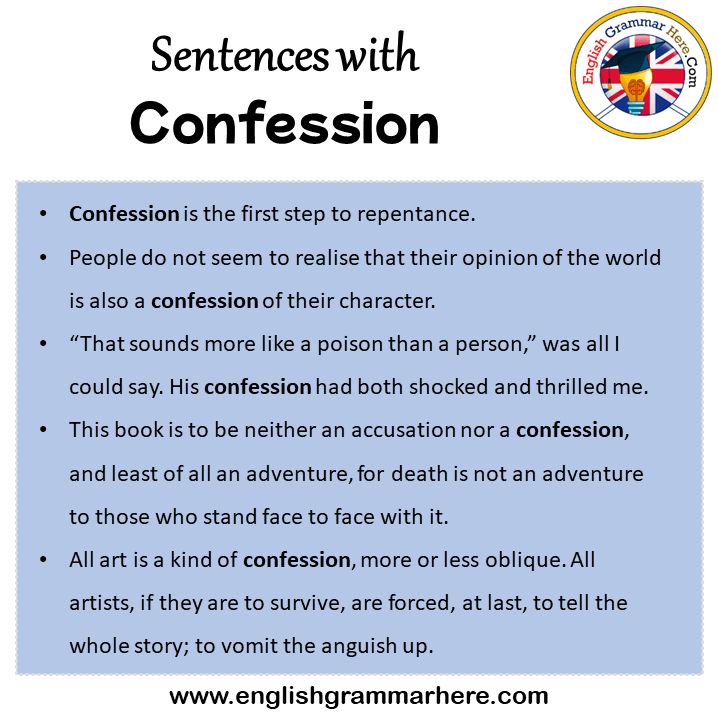 Sentences with Confession, Confession in a Sentence in English, Sentences For Confession