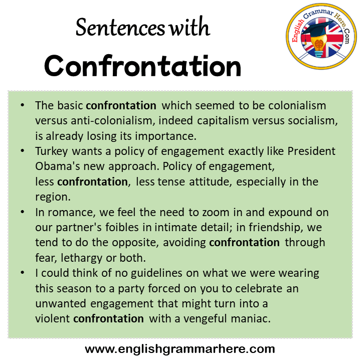 Sentences with Confrontation, Confrontation in a Sentence in English, Sentences For Confrontation