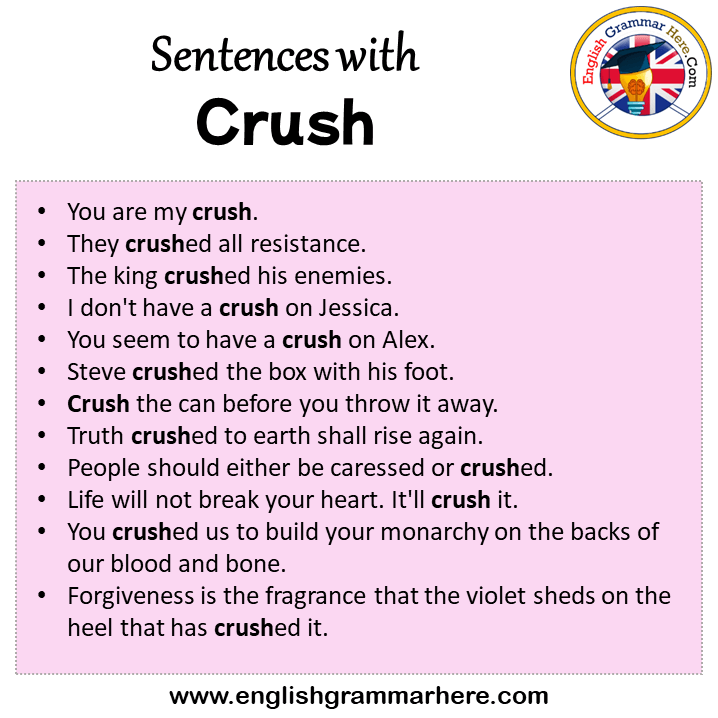 Sentences with Crush, Crush in a Sentence in English, Sentences For Crush