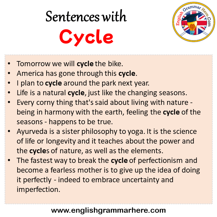 Sentences with Cycle, Cycle in a Sentence in English, Sentences For Cycle