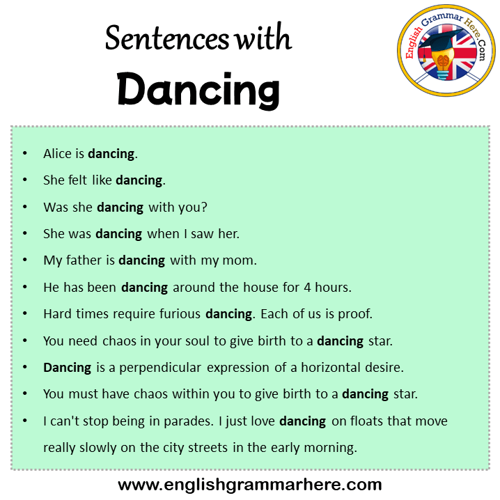 Sentences with Dancing, Dancing in a Sentence in English, Sentences For Dancing
