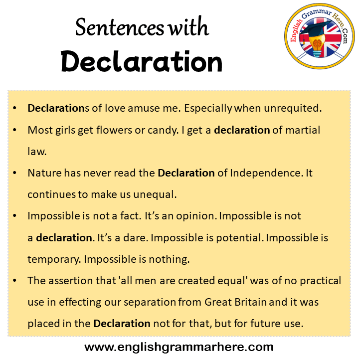 sentences-with-declaration-declaration-in-a-sentence-in-english