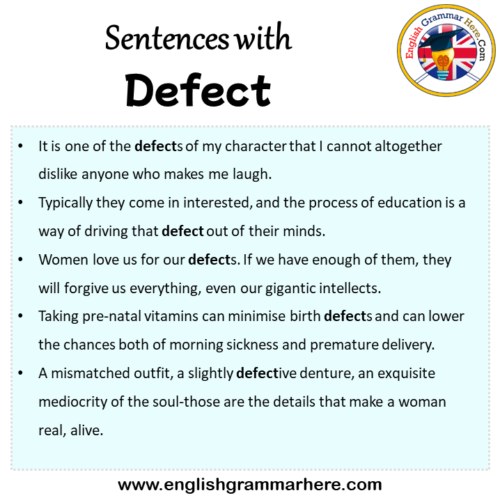 Sentences with Defect, Defect in a Sentence in English, Sentences For Defect